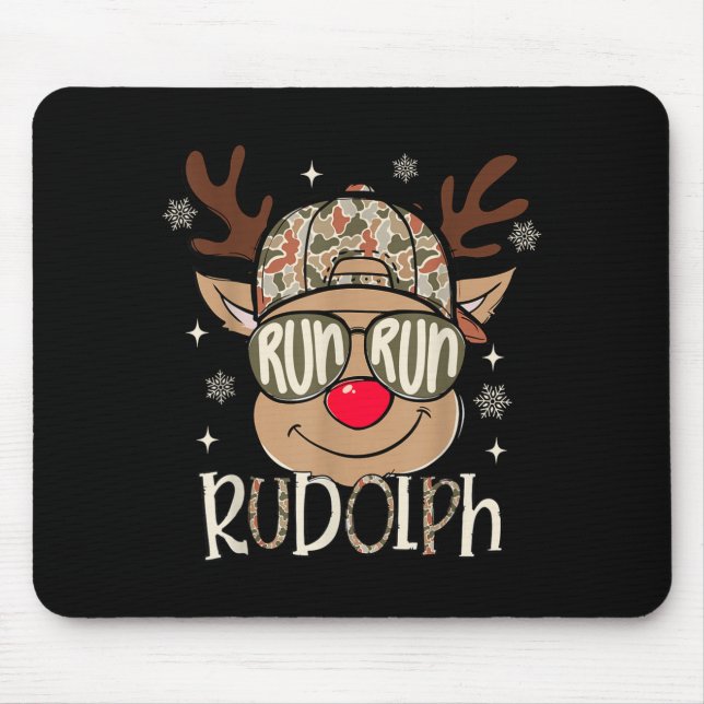 Alfombrilla De Ratón Run Rudolph Santa's Reindeer Christmas Camo Boys T (Frente)
