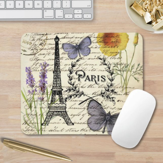 Alfombrilla De Ratón rural francés scripts de campo paris eiffel tower (rustic french country scripts paris eiffel tower mouse pad)