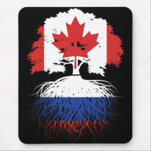 Alfombrilla De Ratón Rusia Bandera de raíces rusas de árbol canadiense