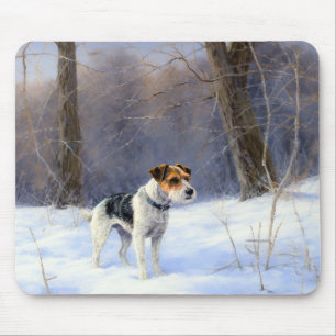 Alfombrilla De Ratón Russell Terrier deja que nieve Navidades