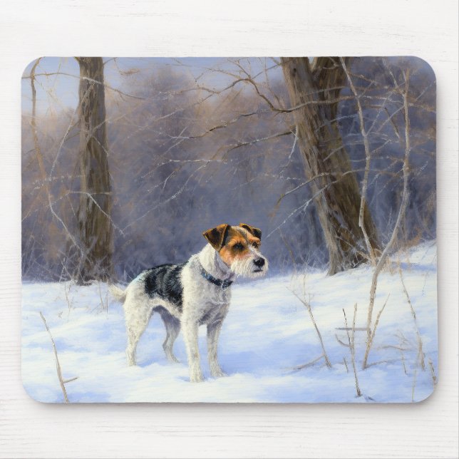 Alfombrilla De Ratón Russell Terrier deja que nieve Navidades (Frente)