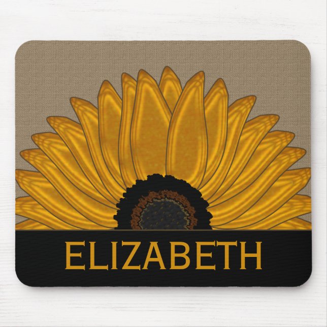 Alfombrilla De Ratón .Rustic Country Burlap Sunflower Wedding Favors (Frente)