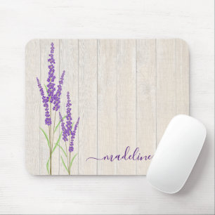 Alfombrilla De Ratón Rustic Lavender Botanical   Personalized Mousepad