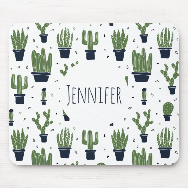 Alfombrilla De Ratón Rústico Patrón del Desierto del Cactus Verde Oscur (Frente)