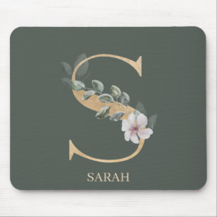Alfombrilla De Ratón S Monograma Floral Almohadilla personalizada para