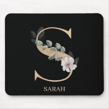 S Monograma Floral Almohadilla personalizada para 