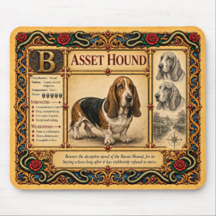 Alfombrilla De Ratón Sabueso Basset, Arte de Bestiario Medieval