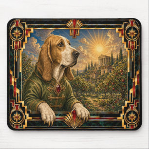 Alfombrilla De Ratón Sabueso de orejas caídas, perro Art Deco