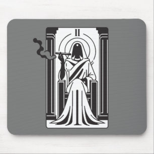 Alfombrilla De Ratón Sacerdotisa del Tarot Fumando Hierba Ocultismo