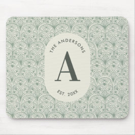 Alfombrilla De Ratón Sage Verde Personalizado con Monograma Familia Ele
