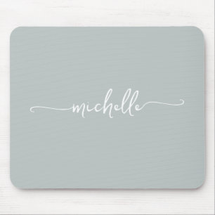 Alfombrilla De Ratón Sage Verde Simple Femenino Monograma Personalizado