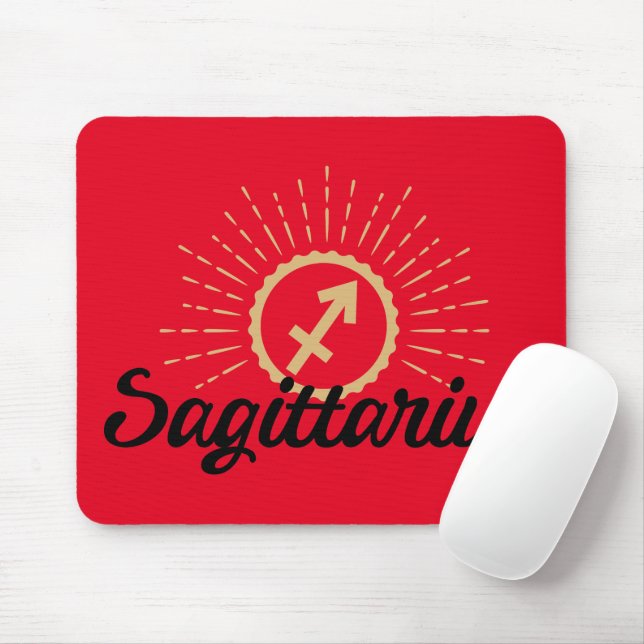 Alfombrilla De Ratón Sagittarius Starburst Symbol Red Mouse Pad (Con ratón)