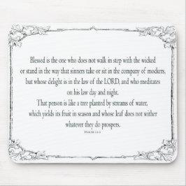 Alfombrilla De Ratón Salmo 1 Arte - Bendito recto con diseño floral
