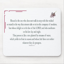 Alfombrilla De Ratón Salmo 1 Arte - Bendito recto con diseño floral