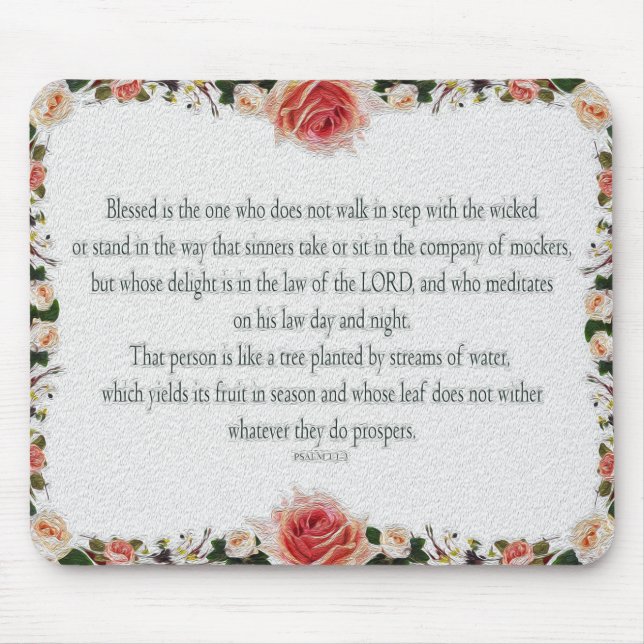 Alfombrilla De Ratón Salmo 1 Camino de arte de las escrituras de los ju (Frente)
