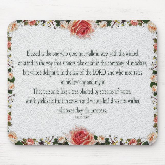 Alfombrilla De Ratón Salmo 1, Día y Noche de la Ley, Ríos de Aguas, (Frente)