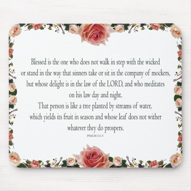 Alfombrilla De Ratón Salmo 1, diseño de bordes de flores, rendimientos  (Frente)