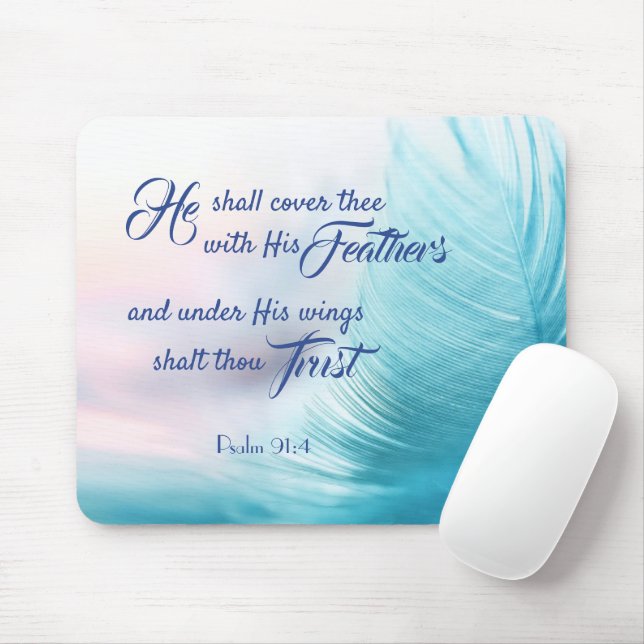 Alfombrilla De Ratón Salmo 91:4 Mouse Pad - King James Version (Con ratón)