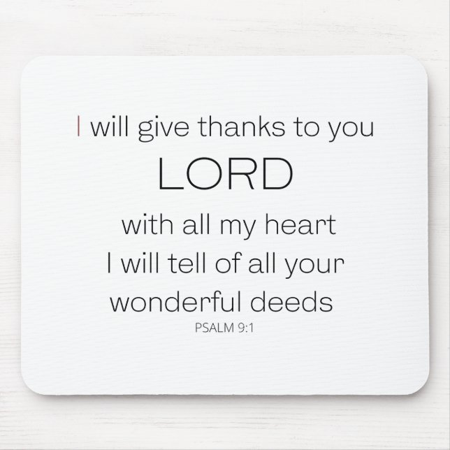 Alfombrilla De Ratón Salmo 9, te daré gracias SEÑOR, (Frente)