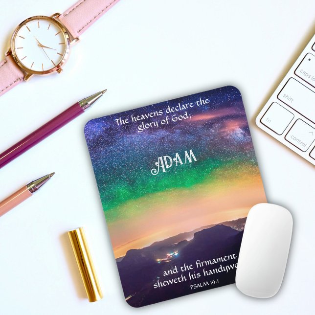 Alfombrilla De Ratón Salmo Celestial Nocturno 19:1 Escritura Verso (Subido por el creador)