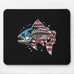 Alfombrilla De Ratón Salmon Esqueleto Tie Dye Americano 4 De Julio Pesc