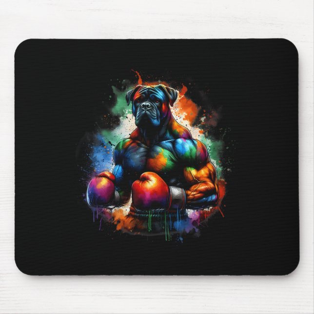Alfombrilla De Ratón Salpicadura de pintura de perro boxeador divertido (Frente)