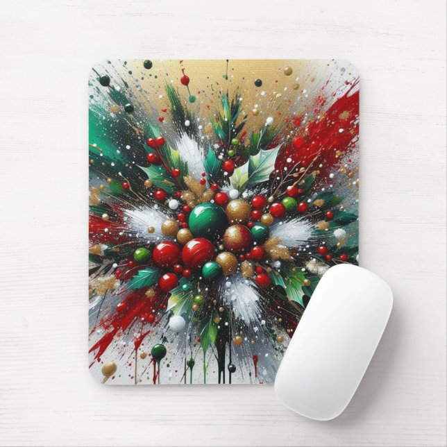 Alfombrilla De Ratón Salpicaduras de Navidad / Explosiones Blancas (Con ratón)