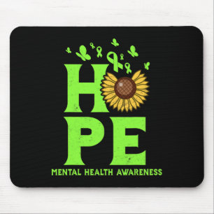 Alfombrilla De Ratón Salud Lime Green Hope Vintage Sunflower Awareness