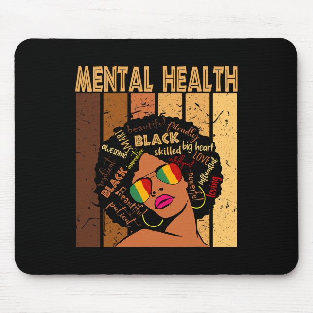 Alfombrilla De Ratón Salud mental Historia negra afroamericana de afroa (Frente)