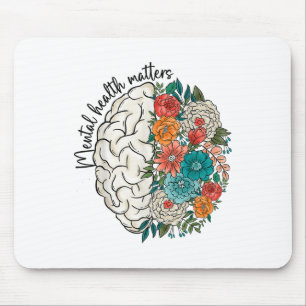 Alfombrilla De Ratón Salud Mental S Cerebro Floral Awareno De Salud Men