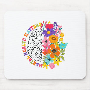 Alfombrilla De Ratón Salud Mental S Floral Enfermedad Cerebral Humana A