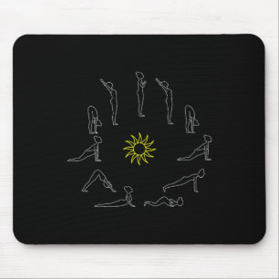 Alfombrilla De Ratón Saludo al Sol de Yoga Surjanamaskar Lineart 