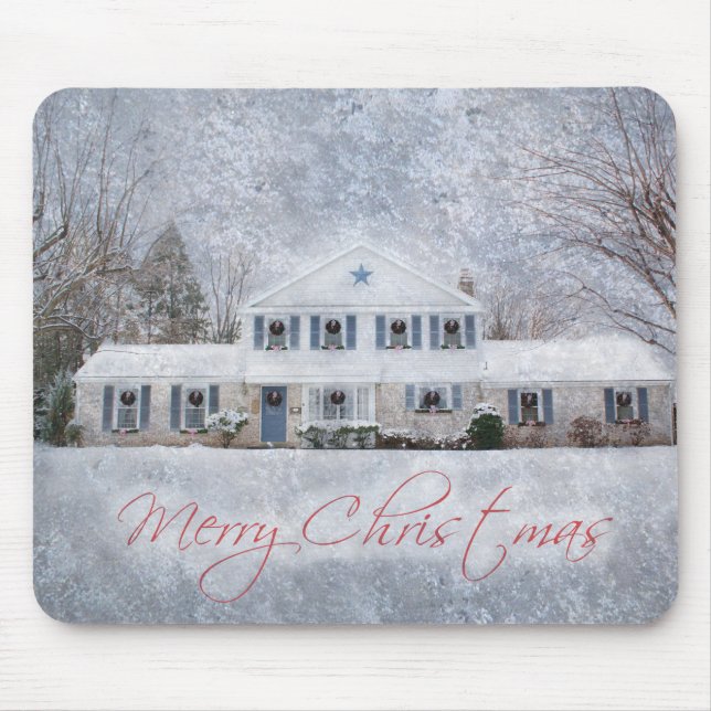 Alfombrilla De Ratón Saludo de feriado de Navidades rurales del campo S (Frente)