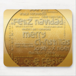 Alfombrilla De Ratón Saludo de Navidades internacionales de oro - Mouse