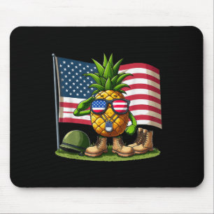 Alfombrilla De Ratón Saludo Pineapple American Flag Memorial Day 4t