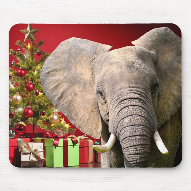 Alfombrilla De Ratón Saludos de Navidad para elefantes (Frente)