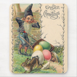 Alfombrilla De Ratón Saludos de Pascua Victorianos Vintage con Gnome
