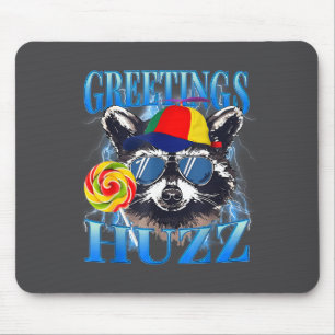 Alfombrilla De Ratón Saludos Huzz Mapache Meme Caos Humor Vibraciones