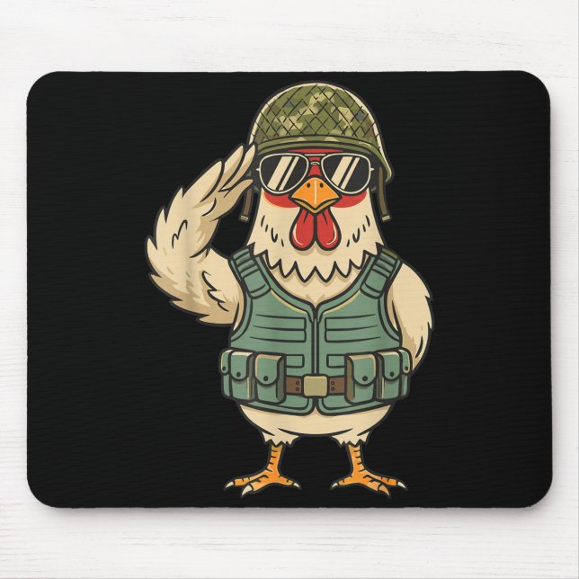 Alfombrilla De Ratón Saluting Soldier Chicken Military Rooster Army For (Frente)