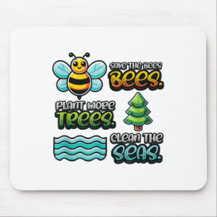 Alfombrilla De Ratón Salvar las abejas plantar árboles limpios Mares Me