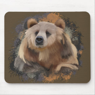Alfombrilla De Ratón Salvavidas Grizzly Bear Tones de la Tierra Splatte