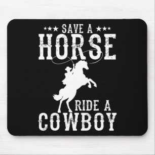 Alfombrilla De Ratón Salven A Un Caballo Con Un Cowboy Divertido Caball