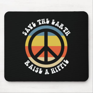 Alfombrilla De Ratón Salven la Tierra Levantar un Hippie 50 Aniversario