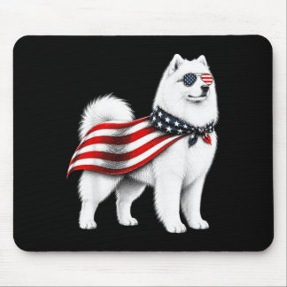 Alfombrilla De Ratón Samoyed 4 de julio bandera americana perro patriót