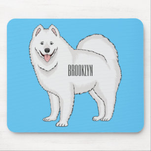 Alfombrilla De Ratón Samoyed dog cartoon illustration