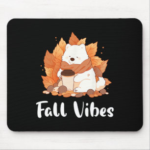 Alfombrilla De Ratón Samoyed Fall Vibes Funny Dog Pumpkin Spice Latte