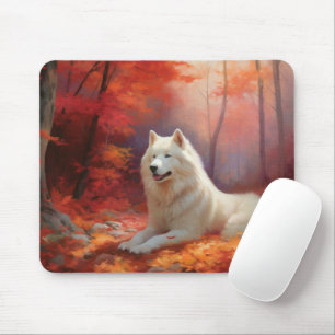 Alfombrilla De Ratón Samoyedo en otoño hojas caídas inspiran