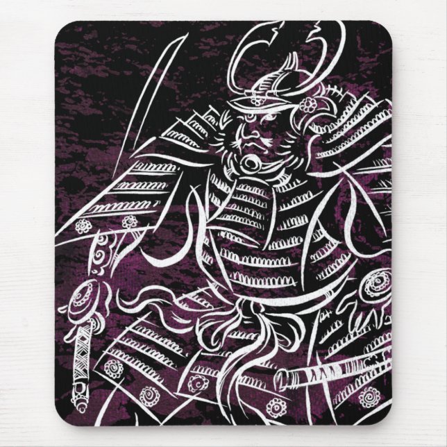 Alfombrilla De Ratón Samurai del shogún - línea blanca Mousepad de la (Frente)