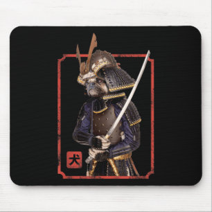 Alfombrilla De Ratón Samurai japonés Ninja Pug Perro amante Kawaii Tatt