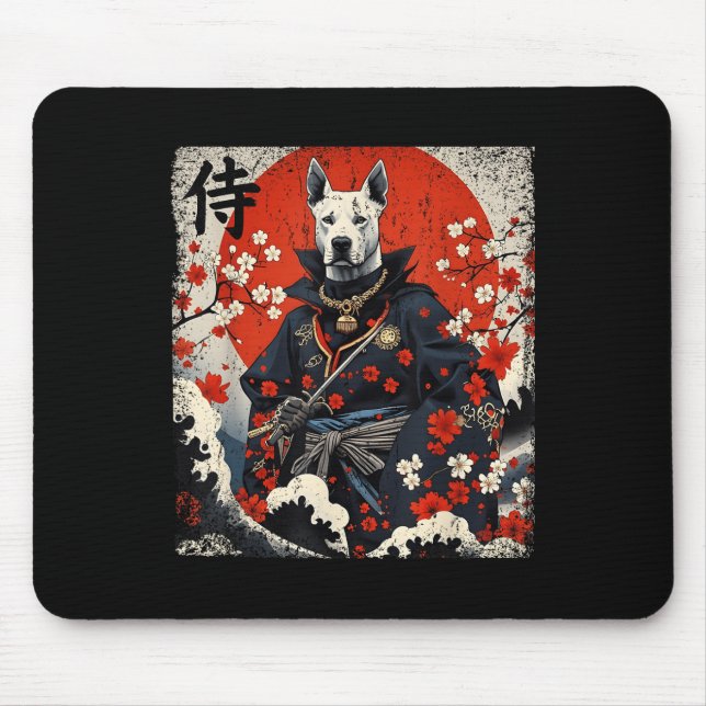 Alfombrilla De Ratón Samurai japonés Pitbull Tattoo Kawaii Ukiyo-e Nin (Frente)
